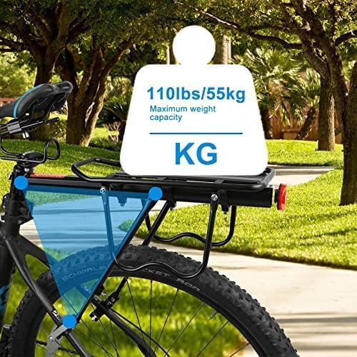 ZTZ Rear Bike Rack Aluminum Alloy Bike Rack for Back of Bike (110-165lbs Capacity)- Adjustable Quick Release Bicycle Cargo Rack, Easy Installation