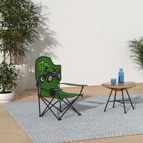 Kids Tractor Camping Chair - Big Green, Folding Outdoor Seat, 150 lb Capacity