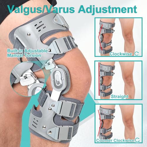 DouKOM Right Unloader Knee Brace for Osteoarthritis Pain Relief, Adjustable Hinged Support, Offloads Bone-on-Bone Pressure