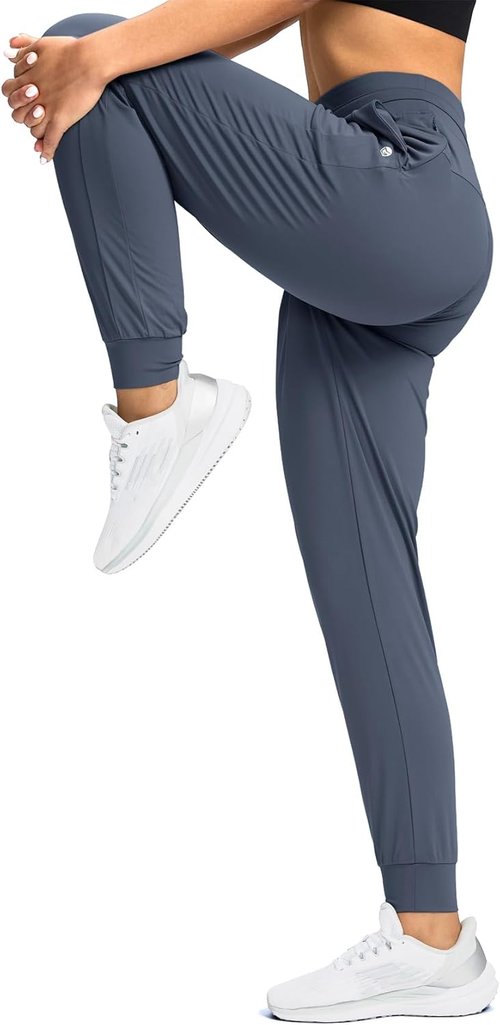 G Gradual Women's High-Waisted Jogger Pants - Athletic Tapered Sweatpants with Zipper Pockets