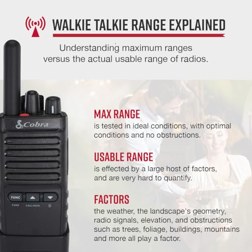 COBRA PX650 BCH6 6-Pack Business Walkie Talkies Rechargeable Long Range 300,000 sq ft