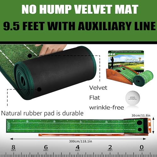 Indoor & Outdoor Golf Putting Mat with Auto Ball Return - Brownish Green