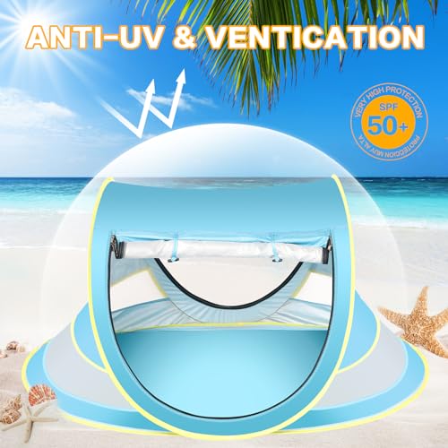 Blue Baby Beach Tent Pop-Up Toddler Sun Shade for Camping & Beach Trips