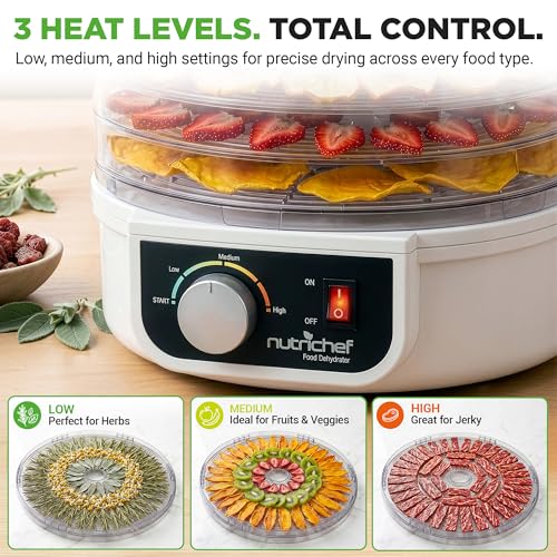 NutriChef Food Dehydrator Machine Milky - Dehydrate Jerky, Meats, Fruits & Vegetables