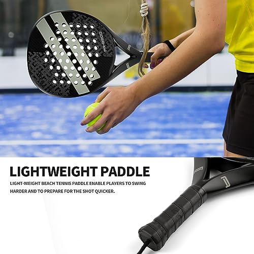 Gray Carbon Fiber Padel Racket with EVA Memory Foam Core Lightweight