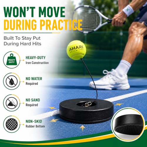 Portable Tennis Rebounder Set with Heavy Metal Base & Replacement Balls