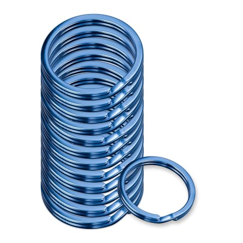 Blue 0.8 in Heavy Duty Small Key Rings Bulk 12 pcs – Split Keychain Rings for Crafts, Pet Collar & Keys