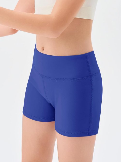 Haloumoning Girls Athletic Shorts - High Waisted Gymnastics & Dance Biker Shorts | 3 Pack, Ages 5-14