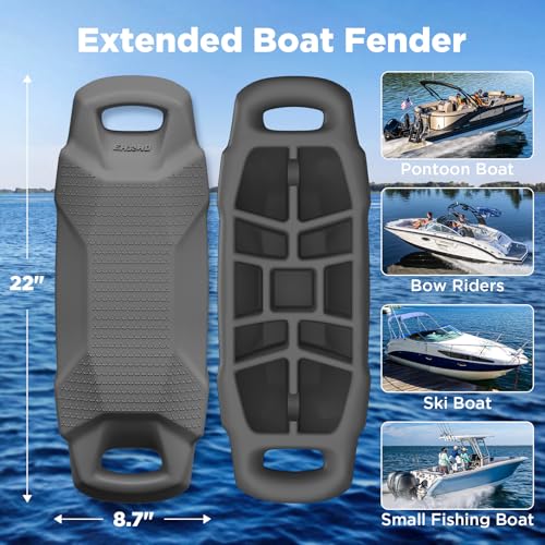 Ehaho 22-Inch EVA Boat Fenders - Gray, Double-Handle Dock Bumpers for Safe Mooring