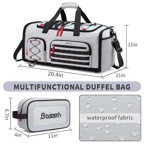 Expandable Gym Duffle Bag for Men & Women 45L-50L Grey Sports Bag