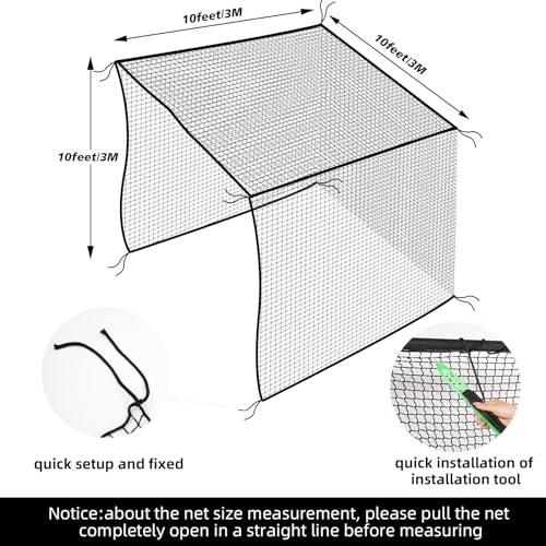 10x10x10ft Heavy Duty Baseball Batting Cage Net Backstop Barrier for Backyard Practice