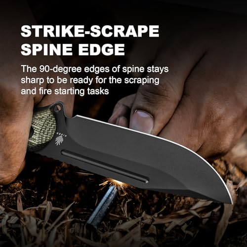 Kizer Ursa Major Fixed Blade Knife - Green Micarta Handle, 1082M1, Survival & Hunting Tool