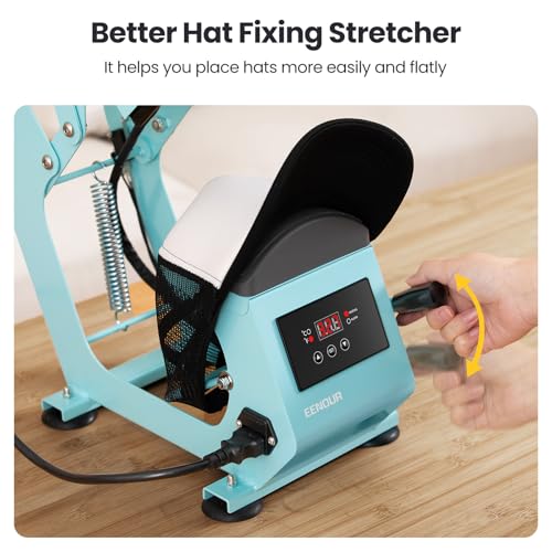 EENOUR Blue Hat Press Heat Machine for Caps with Precise Temp & Timer Control