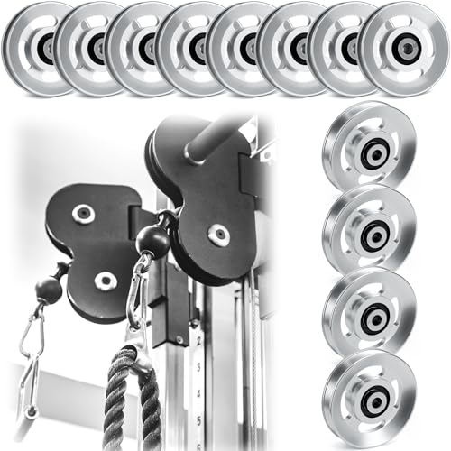 Soulchen Aluminum Cable Pulley Wheel 90mm, Silver, 2-14 Pcs Fitness Pulley System