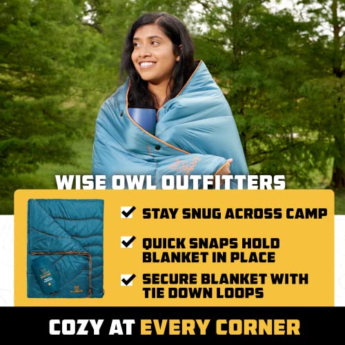 Wise Owl Outfitters Blue Camping Blanket Packable Puffy Quilt for Backpacking