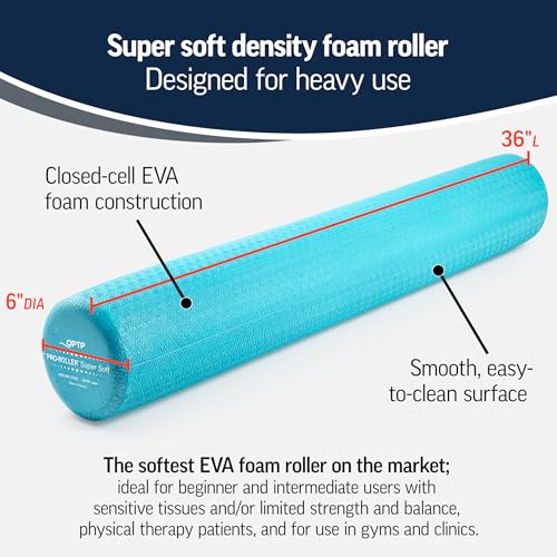 Super Soft Foam Roller 36 Inch for Yoga, Massage & Rehab - Light Blue