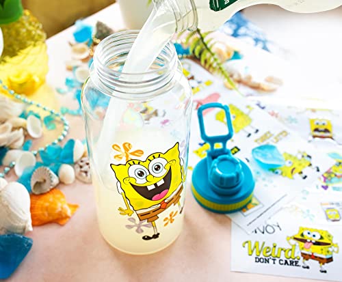 32oz BPA-Free Plastic Water Bottle with SpongeBob Sticker Set and Twist Spout