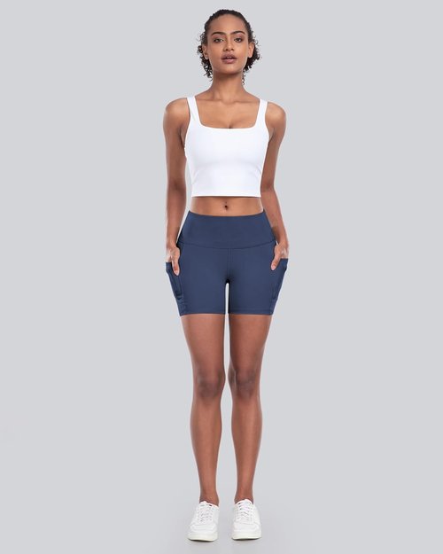 CHRLEISURE Women's Biker Yoga Shorts - High Waisted Tummy Control | 4-Pack Athletic Gym Shorts