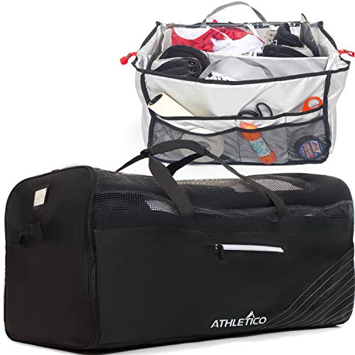 Athletico 35" Black Ice Hockey Duffle Bag with Organizer - Waterproof Travel Gear