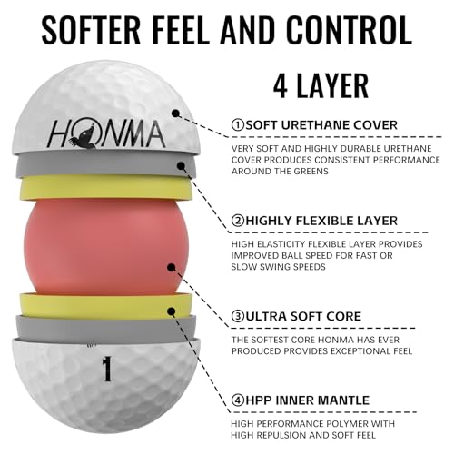 Honma X4 4-Layer Tour Golf Balls - White, 1 Dozen