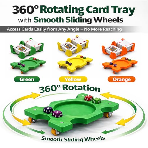 Playing Cards Tray with 360° Rotation and Sliding Wheels - Yellow 9Deck