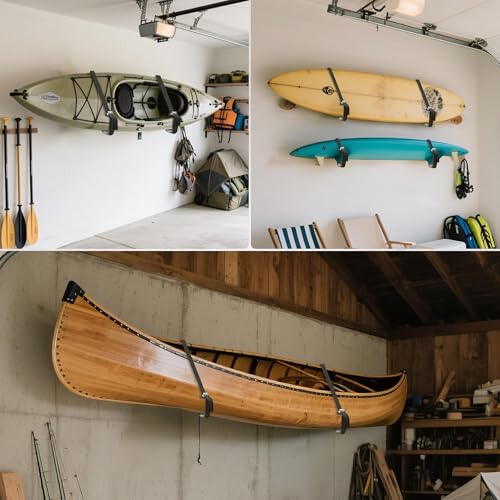 Wall Mounted Kayak Storage Rack with Square Tube Design - 120LB Capacity