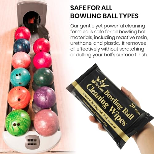 TonGass Bowling Ball Cleaner Wipes 3-Pack - 60 Portable Cleaning Wipes for Lane Oil Dirt