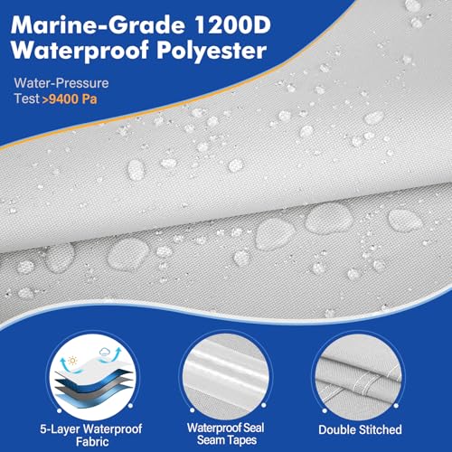 YimSting Waterproof 1200D Pontoon Boat Cover 22-24 ft Gray, Fits Up to 8.5 ft Beam