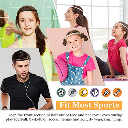 Sport Elastic Headbands Set of 12 Non-Slip Fitness Sweatbands for Men Women - Black White