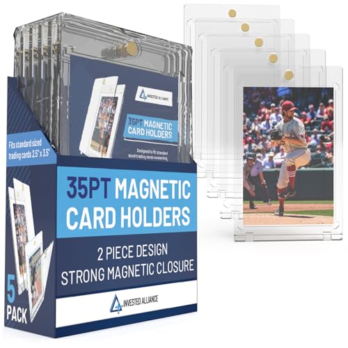Magnetic Card Holder Case 5 Pack - Protect Sports & Trading Cards up to 35PT