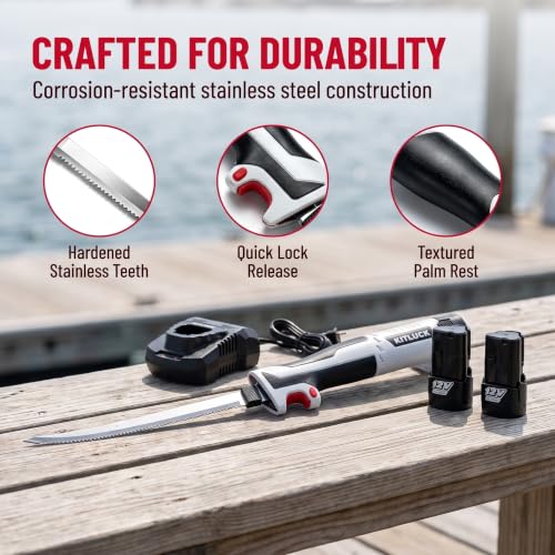 KITLUCK 12V Cordless Electric Fillet Knife with 6'', 8'', 10'' Stiff