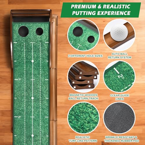 Extra Large Indoor Golf Putting Green Mat with Ball Return - Practice & Improve Accuracy