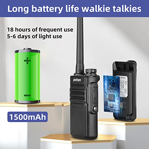 Pxton 6-Pack Waterproof Long Range Walkie Talkies for Adults with Earpieces & Fast Charger Dock