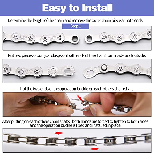 2 Sets 6/7/8 Speed Bike Chain - Silver, 116 Links, Adjustable Length