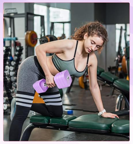 Adjustable Dumbbell Set 20LB Each Purple Space-Saving Home Gym Equipment