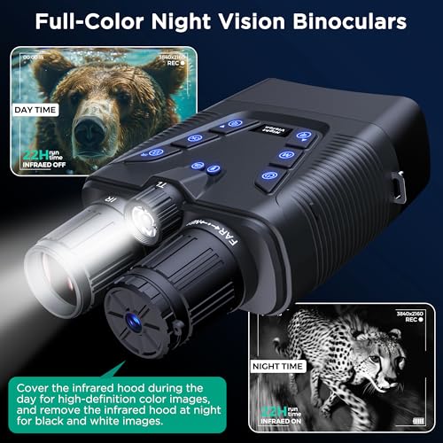 WASOCA Compact 4K Night Vision Goggles with 58MP Photos, 1968ft Range, 64GB, Rechargeable Battery