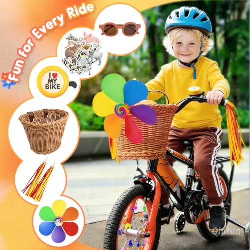 Kids Bicycle Basket Set with Reflective Safety Decor - All-in-One Ride Accessory