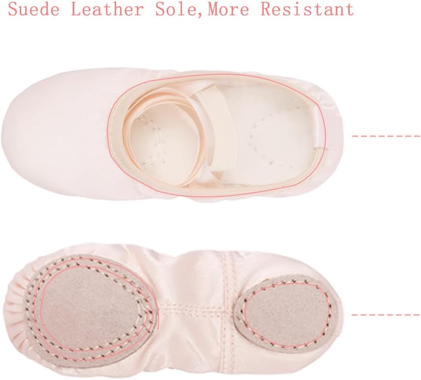 Stelle Ballet Shoes - Satin Ribbons Dance Slippers for Girls | Toddler to Big Kids Sizes