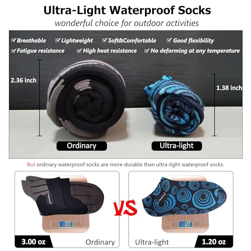 RANDY SUN Waterproof Ankle Socks - Unisex Cycling, Hunting, Fishing, Running 2 Pairs Sky & Black Ultra-Thin No Show Socks