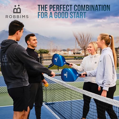 Pickleball Set with Net and Paddles - 4 USA Approved Carbon Fiber Paddles, Portable Regulation Net & Outdoor Balls