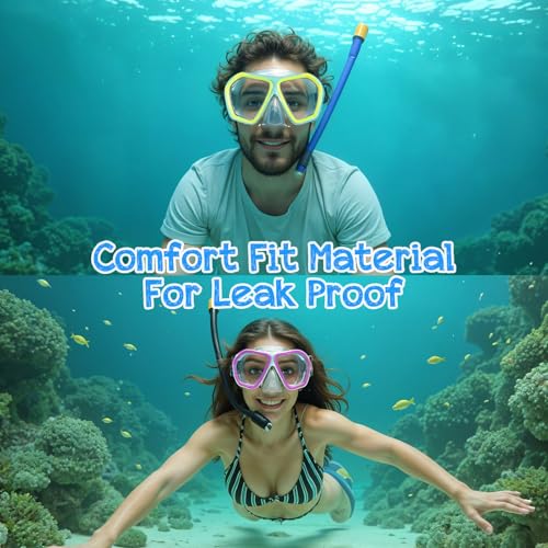 PercyEffie 2 Pack Adult Swim Goggles with Nose Cover - Lime Yellow & Pink