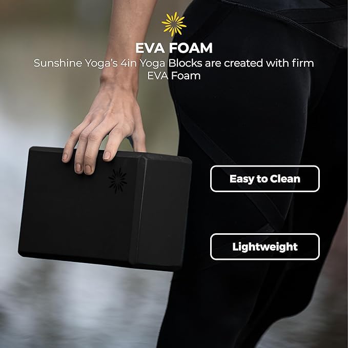 Black 4in Foam Yoga Blocks Bulk 10 Pack for Support & Flexibility