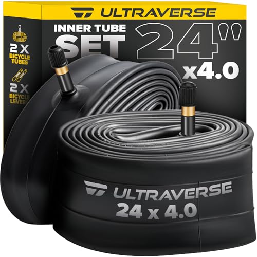 24 Inch x 4.0 Fat Tire Inner Tube - Compatible with Mountain & Gravel Bikes - 20x4.0, 26x4.0, 16x4.0/3.0 - Schrader Valve