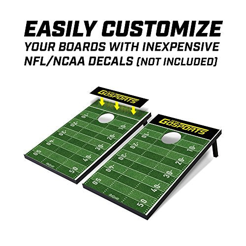 Cornhole Set with Football Field Design - 3x2 ft Portable Tailgate Game - Includes 2 Boards & 8 Bean Bags - Variation: 3 x 2 ft Football
