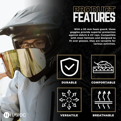 Havoc Racing Frameless Magnetic Goggles for Motocross & Snowboarding - Obsidian Variant