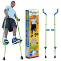 Geospace Adjustable Steel Stilts for Kids & Adults - Green, Height Up to 17 Inches