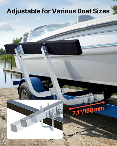 VEVOR 60-Inch Adjustable Boat Trailer Guide Poles with π Shape - Heavy-Duty Steel, Galvanized, Non-Slip Pads, 2-Pack for Ski, Fishing & Sailboats