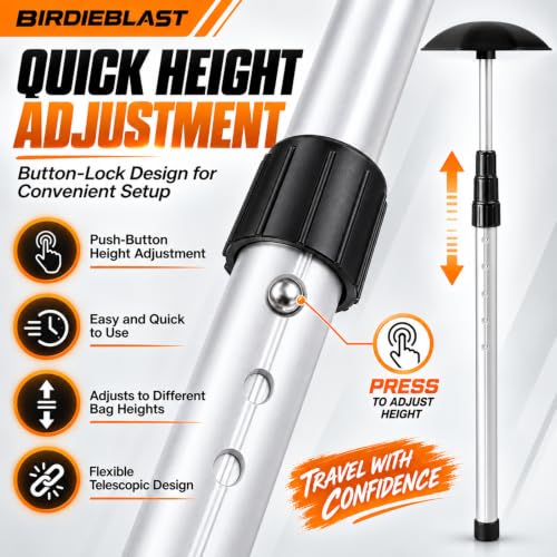 Golf Travel Support Pole - Aluminum Club Protector for Bags (Black)
