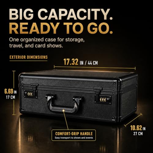 Everion 4-Row Card Storage Box with Lock for PSA, BGS, SGC Slabs - Holds 640+ Toploaders, Foam Inserts