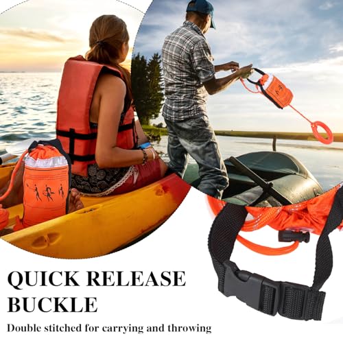 Water Rescue Throw Bag with 70 Ft Rope, 2 Emergency Whistles, High Visibility
